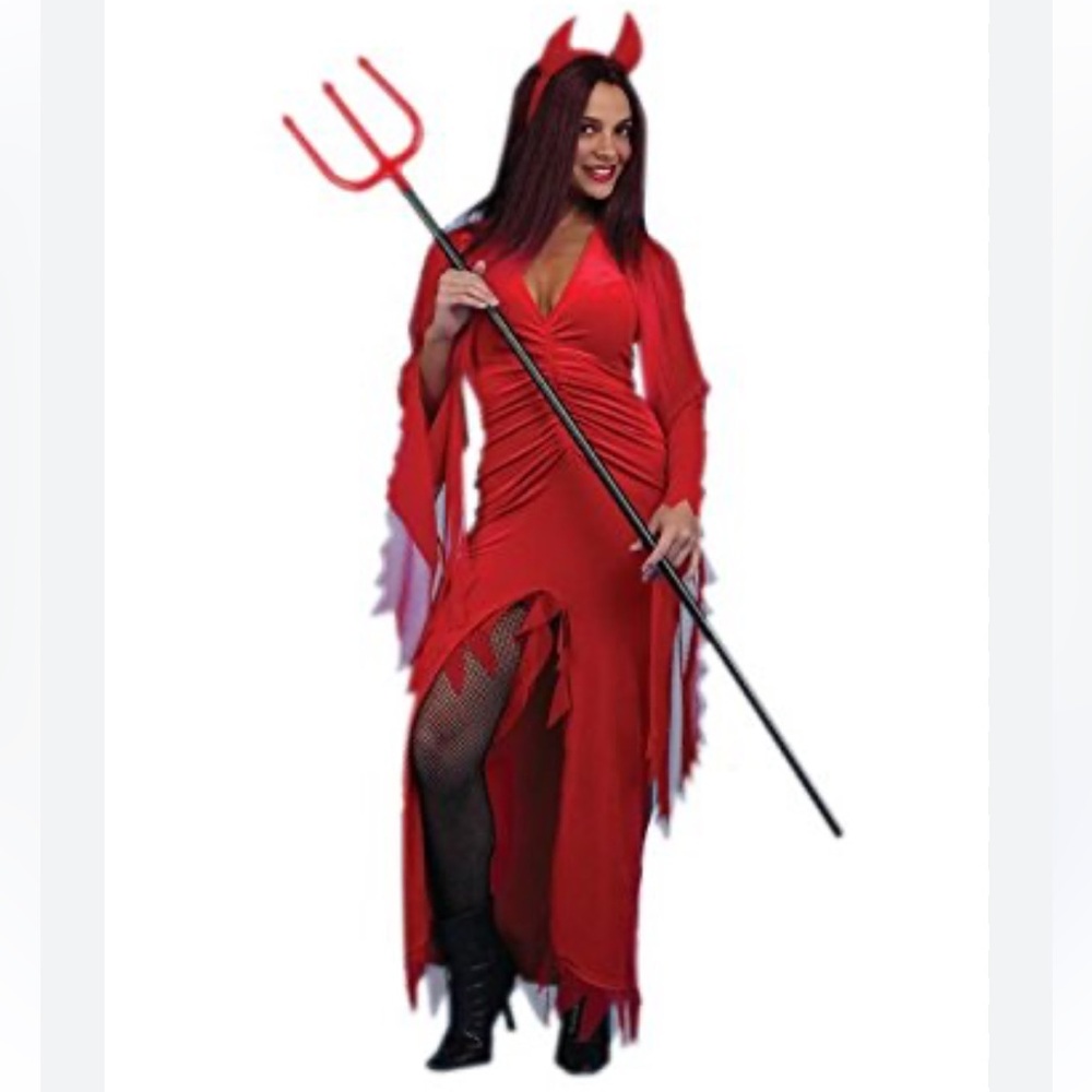 Red velvet devil costume dress NEW Halloween M